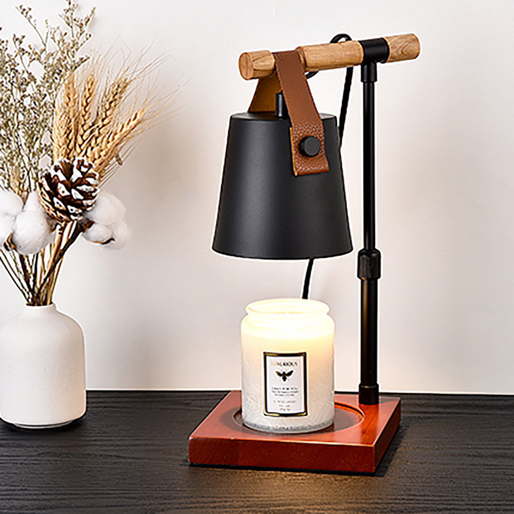 lussuoso - Japanese-style warm and cozy adjustable dimming candle lamp - black shade made of mahogany, , large