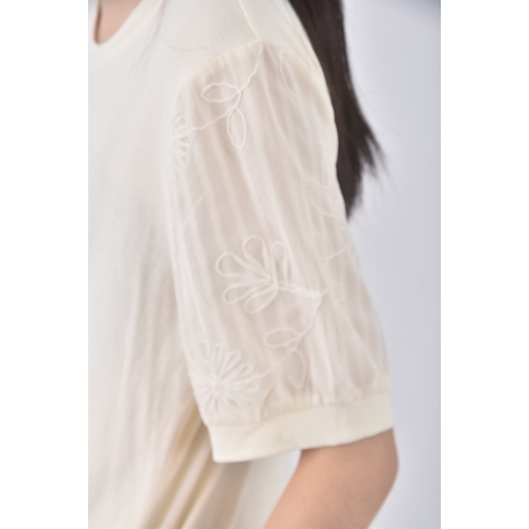 (M) 8 e質感棉質圓領杏色短袖上衣二手衣, , large