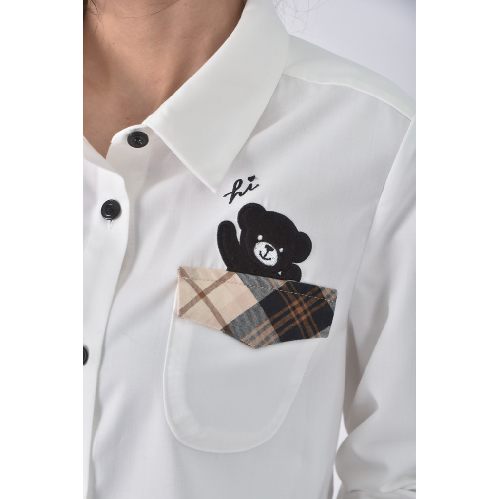 (M) kinloch anderson質感西裝格紋白色長袖上衣二手衣, , large