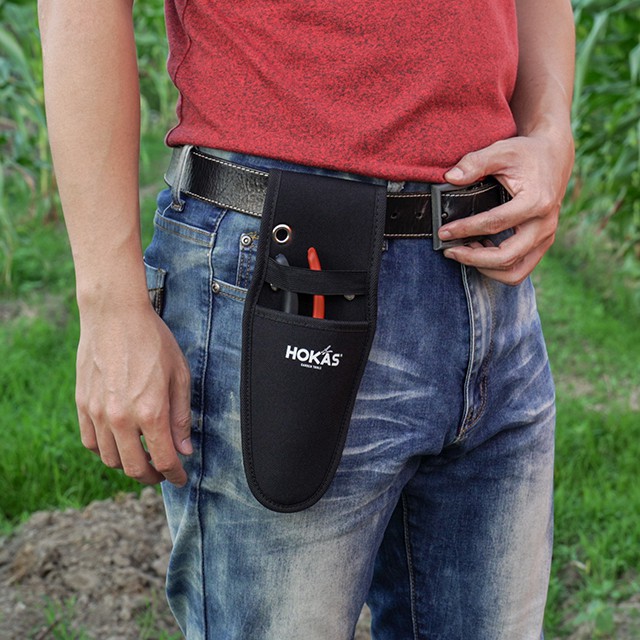 【HOKAS】S412 單入工具袋(剪定鋏 花剪 樹剪 修枝剪刀 收納套 工具袋 工具套 腰包 加厚帆布 水電腰包), , large