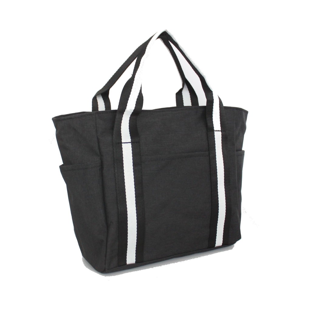 輕巧手提小包-黑/白織帶 水餃包 隨身手提包 便當袋 購物袋 小托特包 媽媽包 開學季, , large