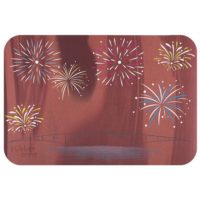 【怪獸】rubber anne 10秒頂吸 夜光版 軟式珪藻土吸水地墊 花火節 (60x40cm) -紅棕系列, , large