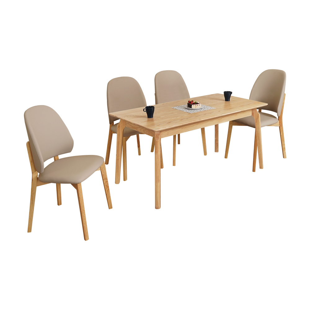 【Homelike】 喜家居150cm實木餐桌椅組(一桌四椅)(2535-32), , large