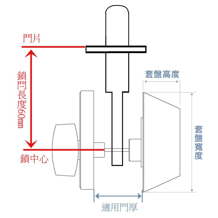 輔助鎖 加安牌 消光黑D2X91 一般鑰匙 適用門厚32-45mm 鎖閂長度60mm, , large