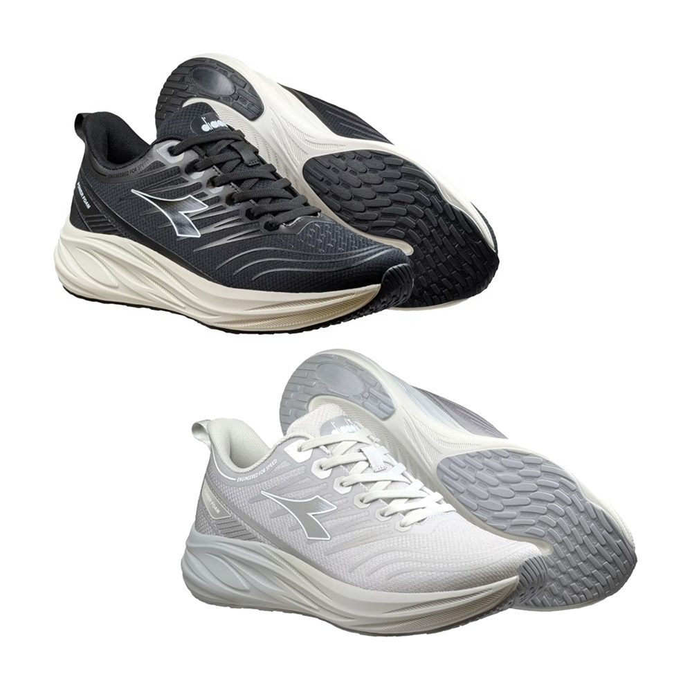 DIADORA迪亞多那 勁速輕量慢跑鞋 男運動鞋 男鞋 寬楦 輕量 透氣 緩衝 厚底 吸震 回彈 足弓支撐 止滑 黑 灰