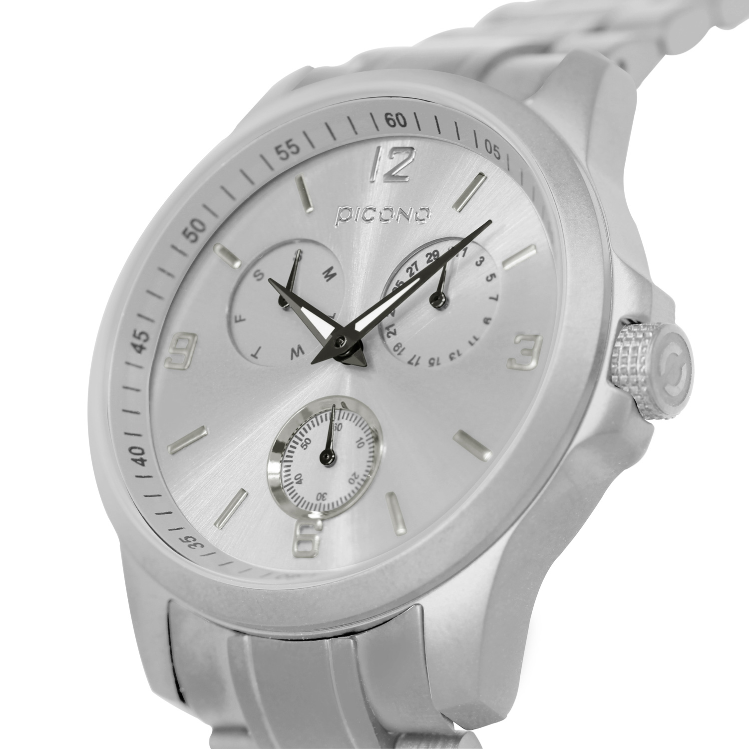 【PICONO】Original chronograph collection stainless steel strap watch-Silver / OR-9701 , , large