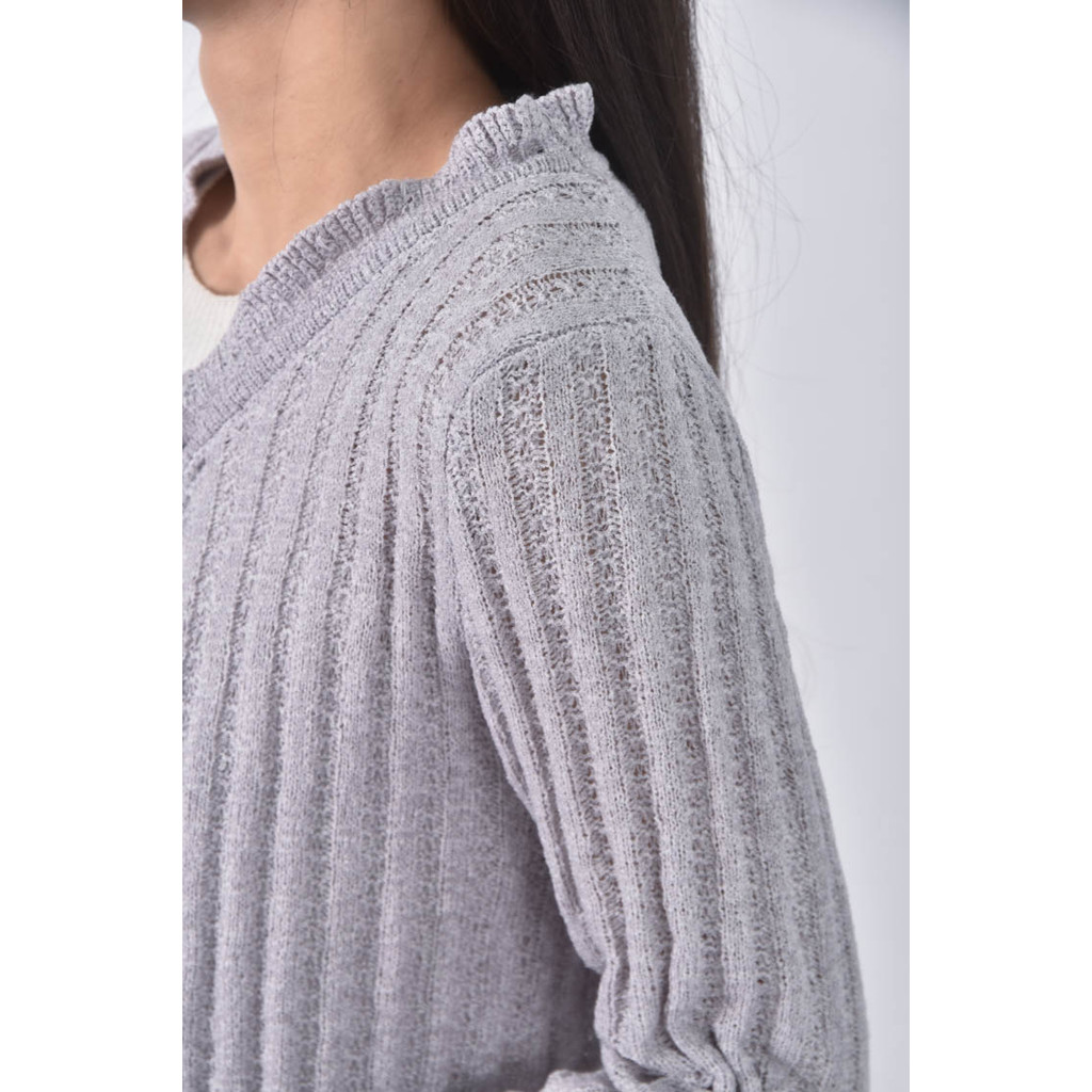 (S) 【粿粿私服】yifan韓牌質感修身短版針織綁繩紫色罩衫二手衣, , large