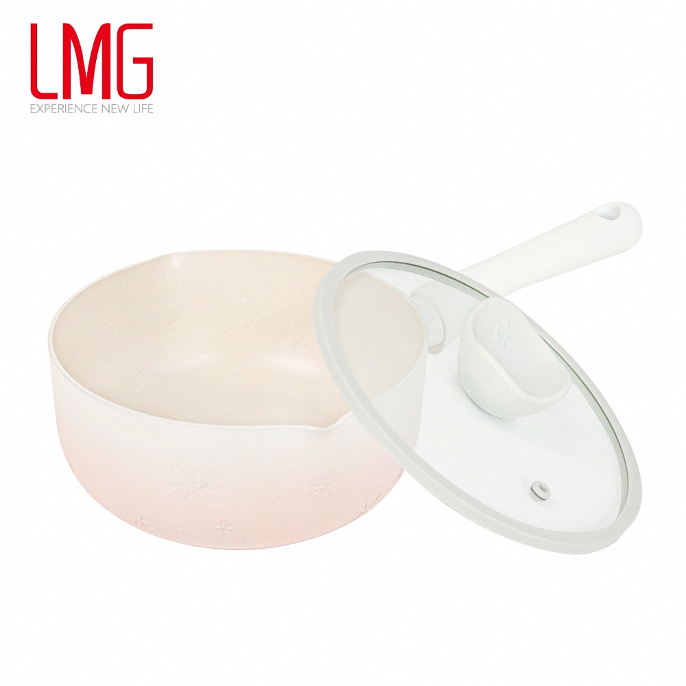 【LMG】雪櫻日式不沾雪平鍋-櫻花粉22cm, , large