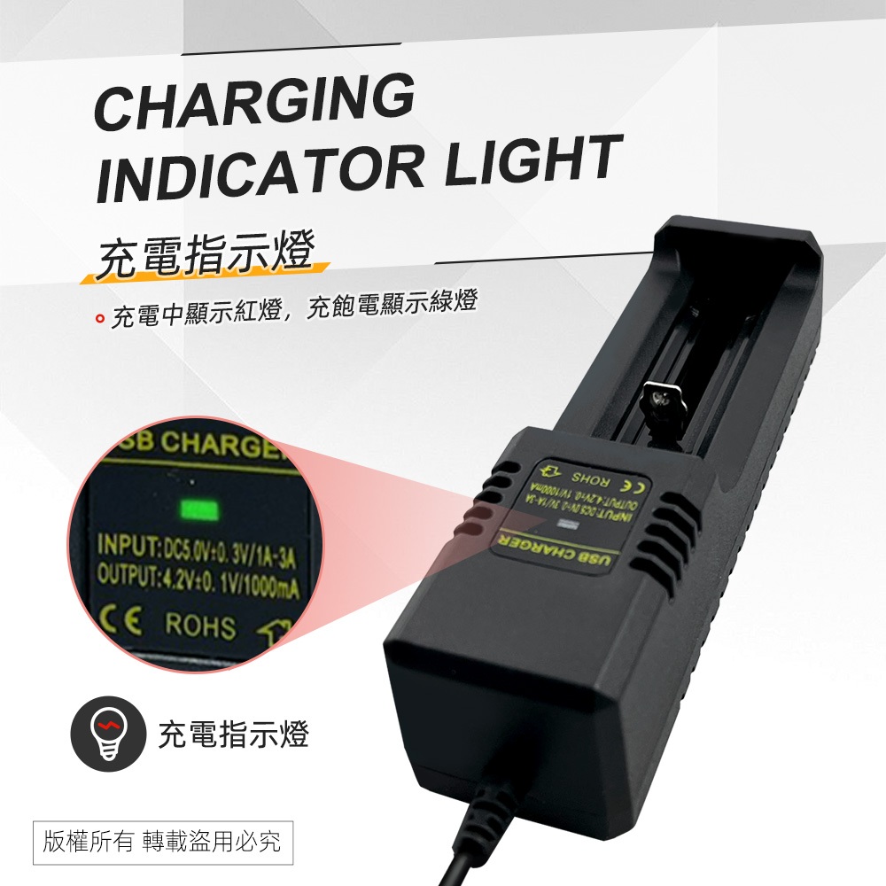 實用牌 PCA-005 USB智能鋰電池單槽充電器 附電池 等多種電池保護設計, , large