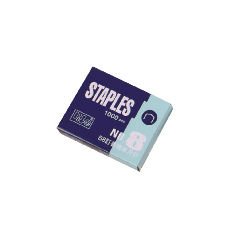 【 徠福】 8號 訂書針 10盒/中盒 (適用美製B8釘書機)  NO.8, , large