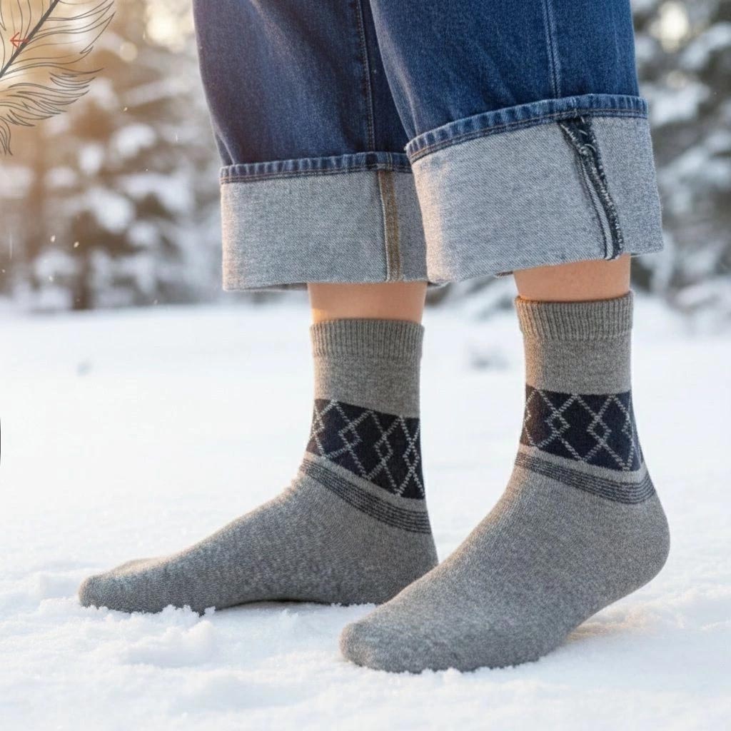 【複製】凱美棉業｜冬日必備🔥（男款）精緻保暖毛襪 防寒襪 保暖襪 毛襪 長襪 冬天襪-菱格款, , large