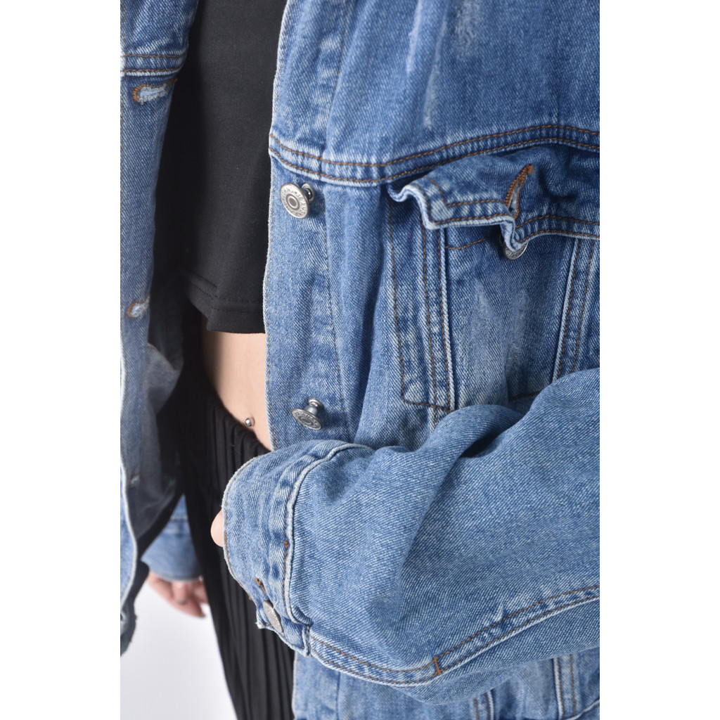 (XL) anirek質感丹寧牛仔棉質純棉藍色外套二手衣, , large