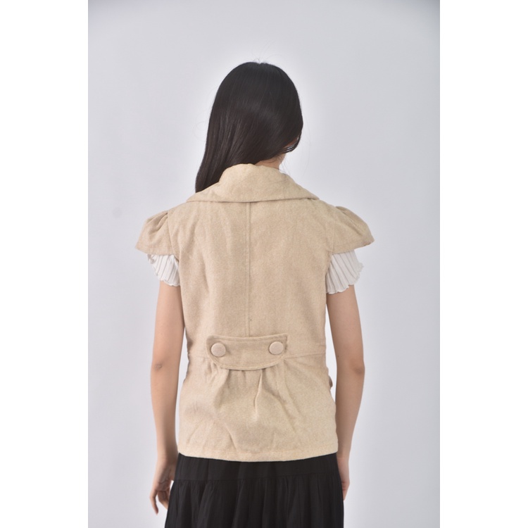 (S) 質感棉質背心杏色外套二手衣, , large