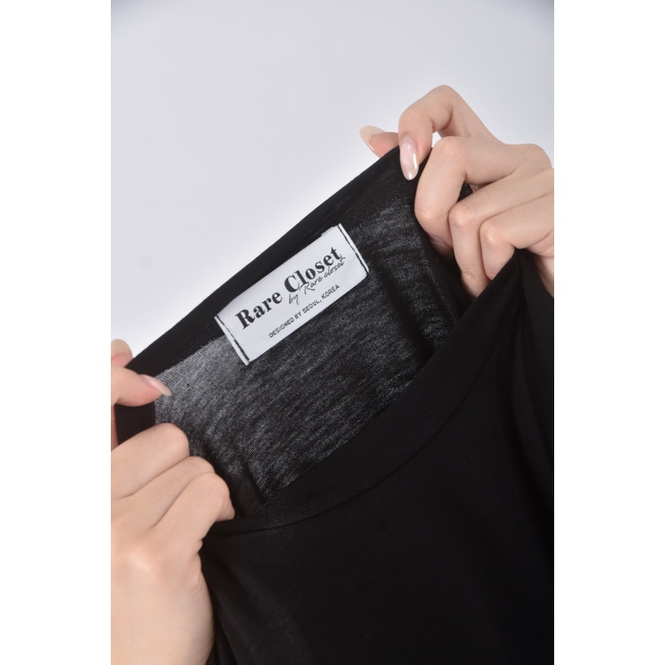 (S) rare closet韓牌質感修身短版字母黑色長袖上衣二手衣, , large