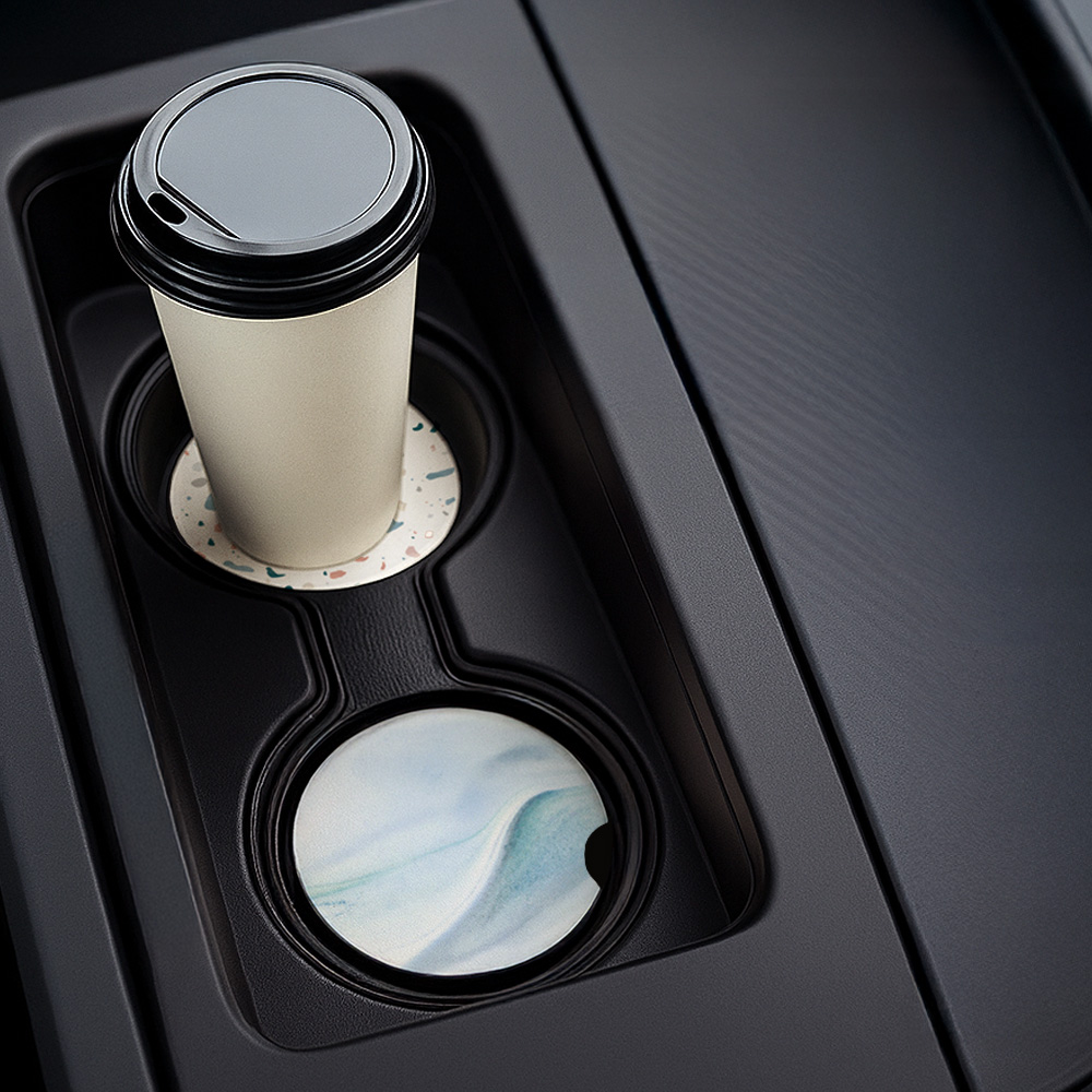 【上手家居】珪藻土汽車杯墊-2片組 淡水藍(吸水墊/車用杯墊/車用水杯墊/珪藻土杯墊 ), , large