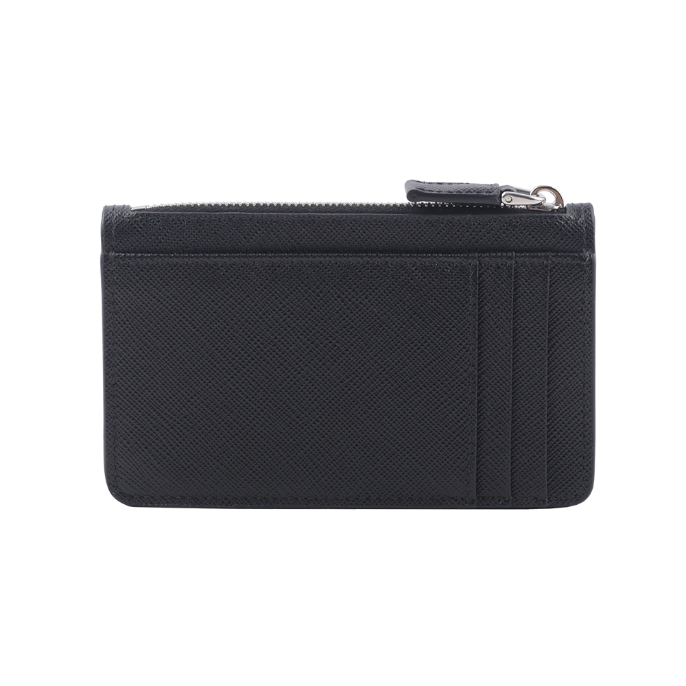 PRADA 三角牌Logo 拉鍊零錢/卡夾包/黑色, , large