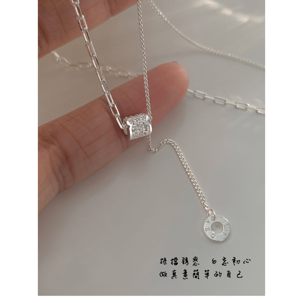 s925純銀鑲鑽流蘇鎖骨小蠻腰項鍊-附馬卡收納盒 , , large