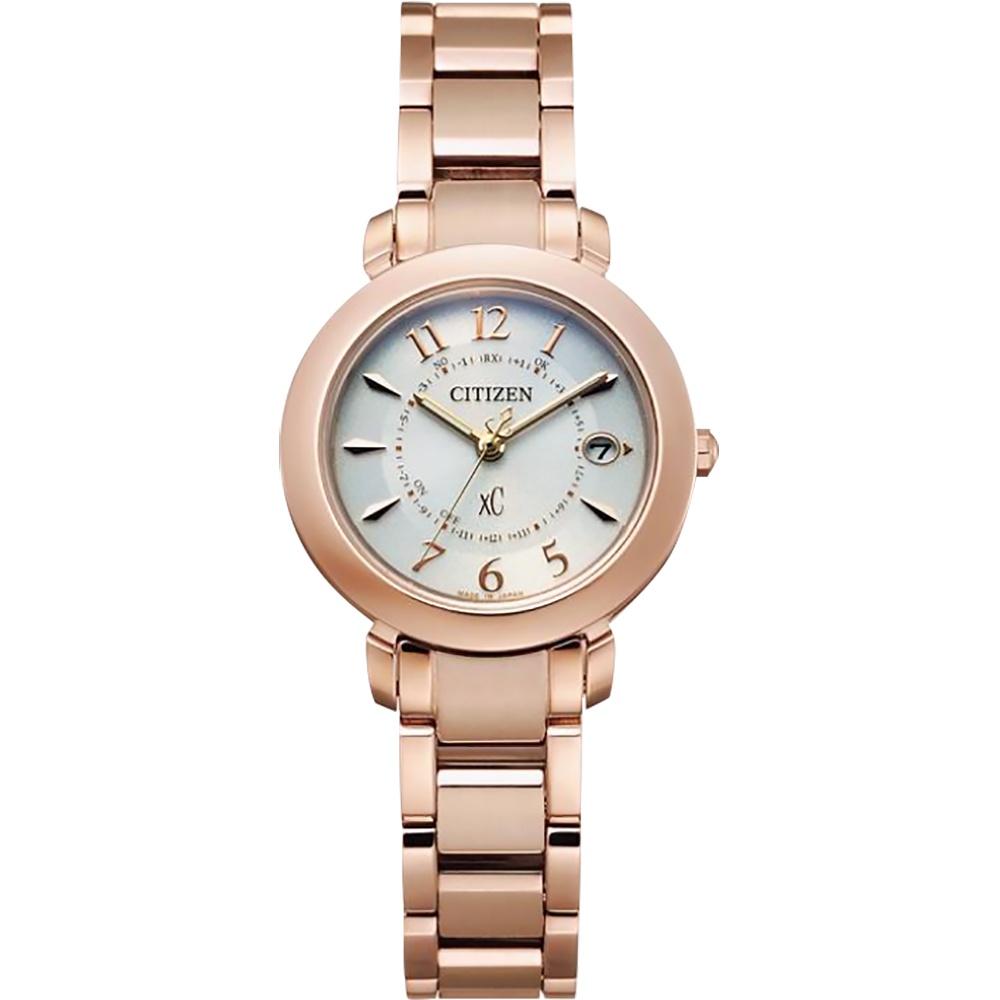 CITIZEN 星辰 XC 限定 鈦 光動能電波萬年曆女錶 ES9444-50B, , large