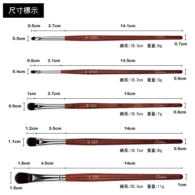 【Galatea葛拉蒂】 紅木系列 魅影眼唇5支裝刷具組, , large
