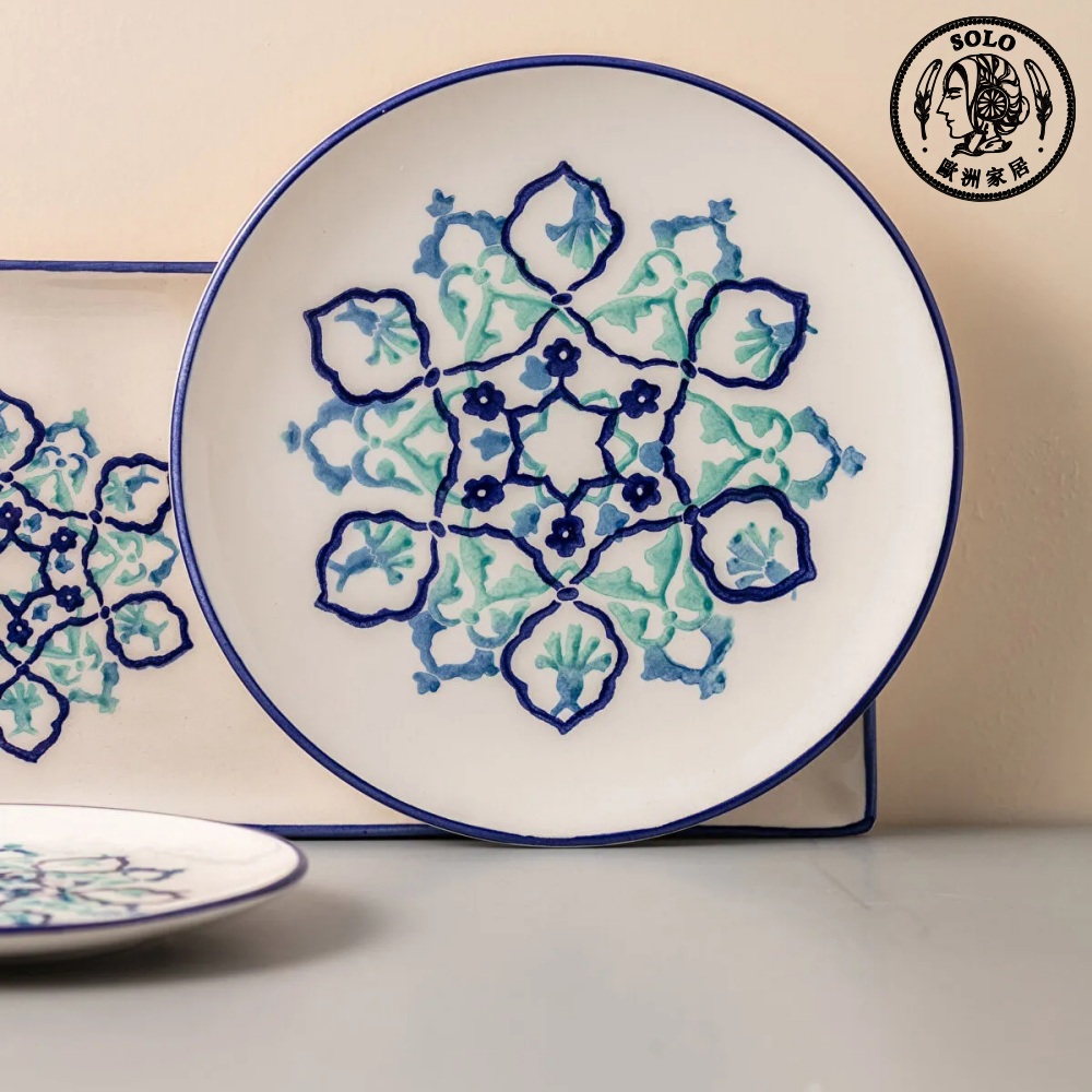 【SOLO歐洲家居】LCW Home 土耳其製 20cm 土耳其風花紋圓盤 餐盤 點心盤, , large