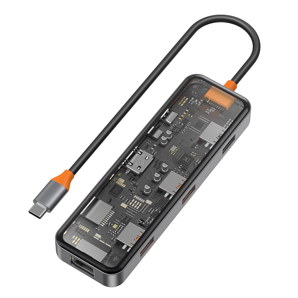 【WiWU】Cyber系列 USB-C HUB 透明八合一多功能集線器, , large