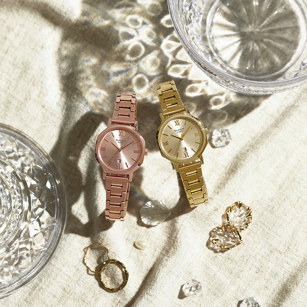 CASIO 卡西歐 SHEEN 八角形鍊帶女錶 SHE-4554G-9A, , large