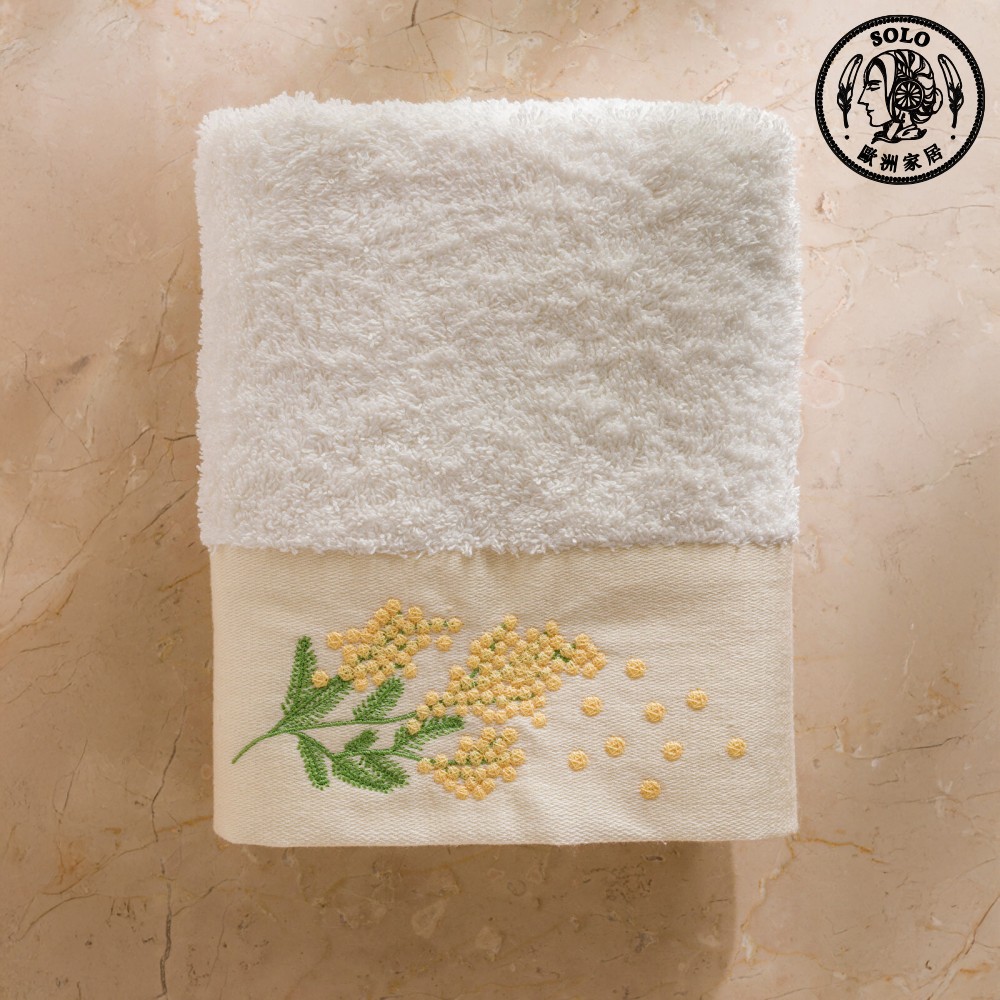 【SOLO歐洲家居】LCW Home 土耳其製 50x80cm 春日含羞草純棉刺繡毛巾 100%純棉 超吸水, , large