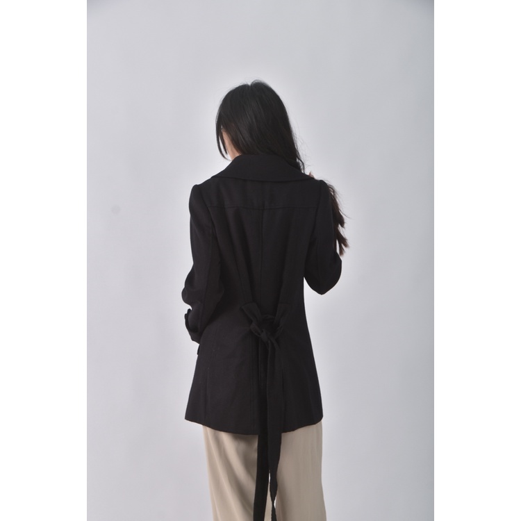 (S) let s go質感黑色綁帶外套二手衣, , large