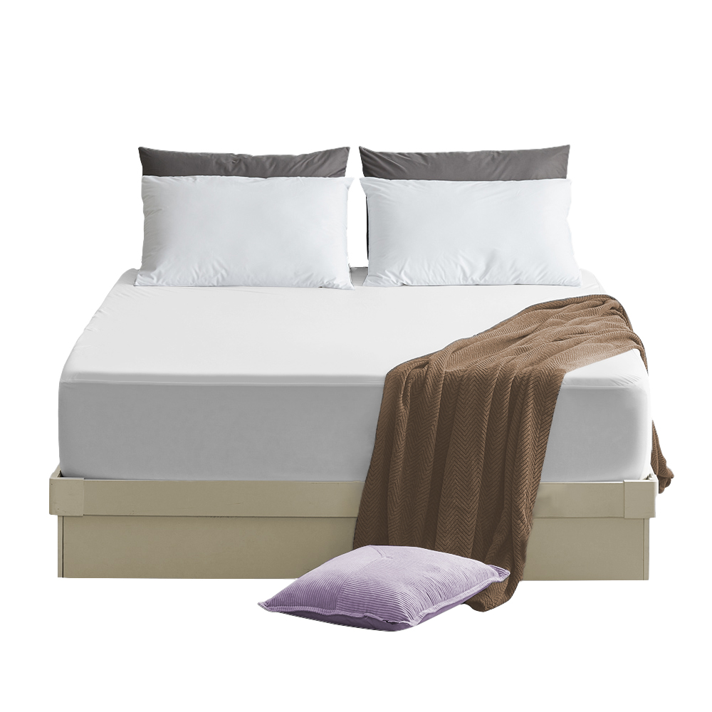 台灣製造-買一送一-護理級銀離子100%防水床包式保潔墊贈送同款枕套(單人/雙人/加大/床包/床單/多款任選), , large