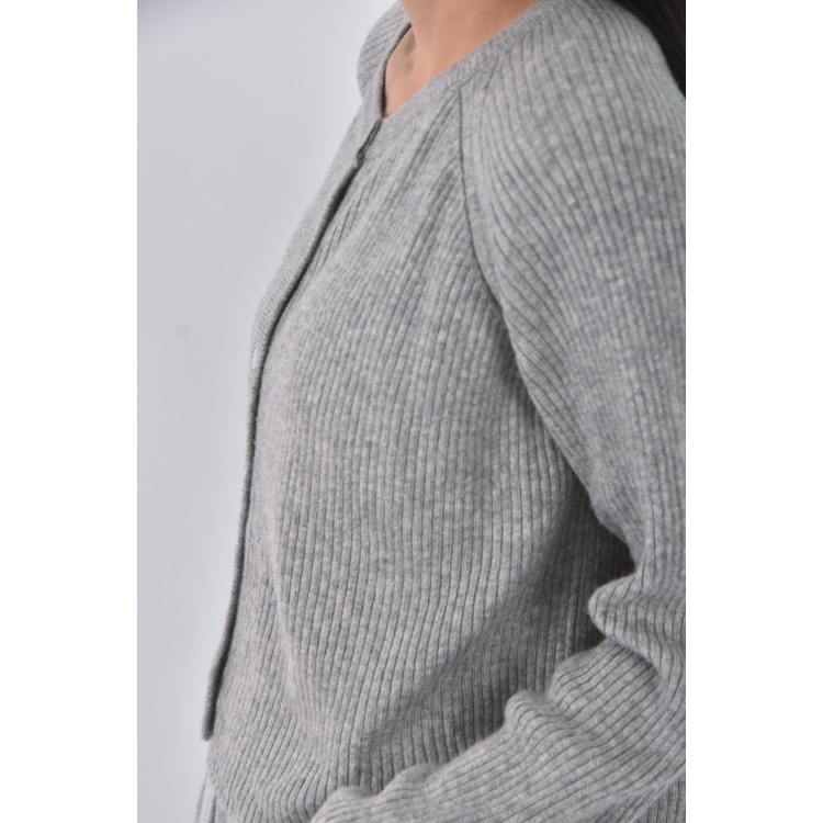 (S) manhattan質感圓領灰色長袖上衣二手衣, , large