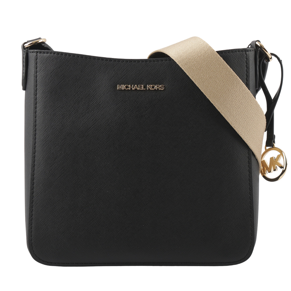 Michael Kors Jet Set Travel 金字防刮帆布斜背郵差包/黑色