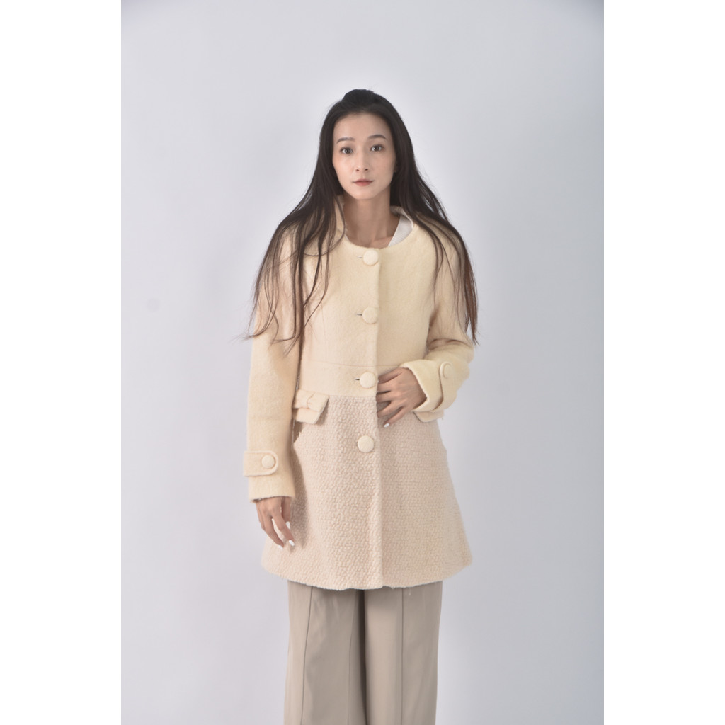 (S) ffff羊毛杏色外套二手衣, , large