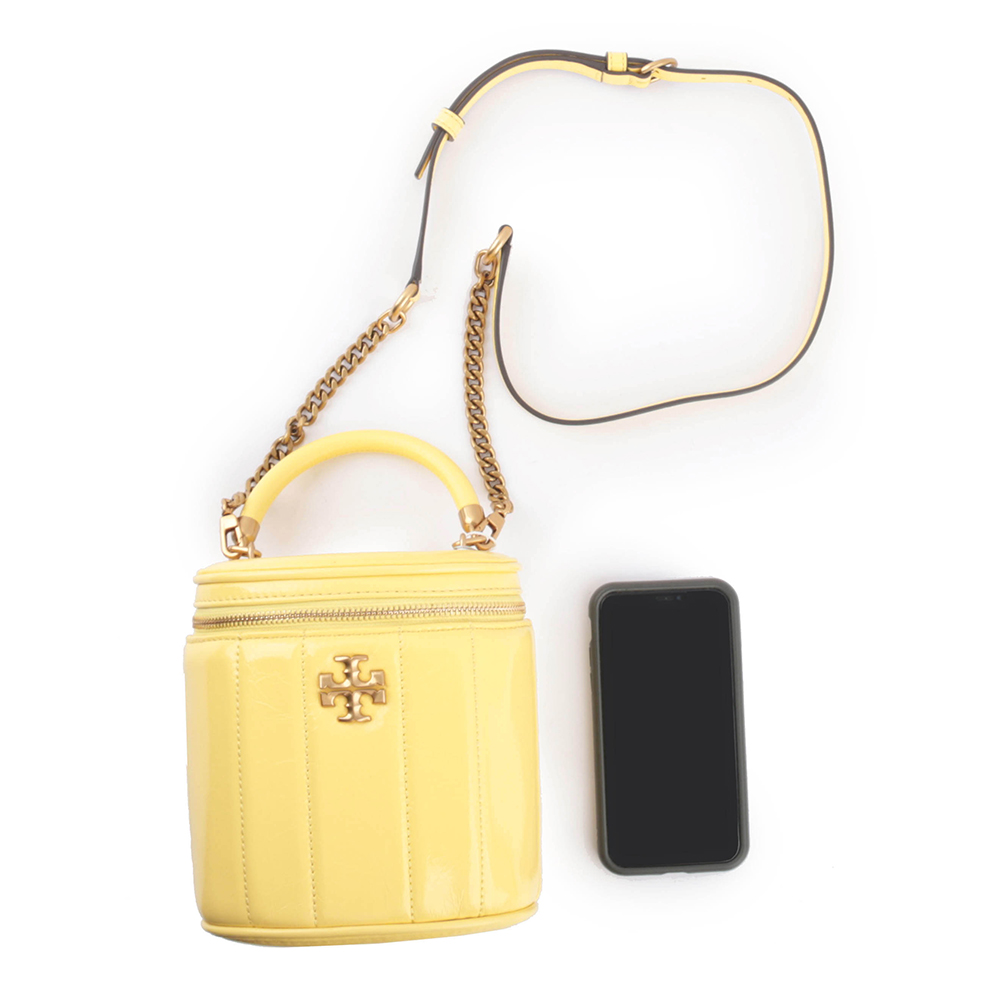 Tory Burch Kira 直條縫線皮革手提/斜背二用化妝箱/復古黃, , large