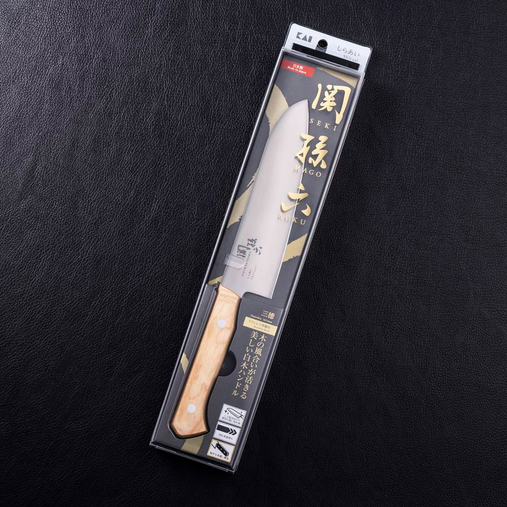 【KAI Japan】Sekimagoroku Molybdenum Vanadium Stainless Steel Santoku Knife 16.5cm (New Shiraai Series / Made in Japan), , large