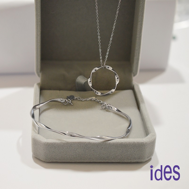 [ides愛蒂思] 情人禮 生日禮 歐風精品設計系列PT950鉑金手環手鍊項鍊鎖骨鍊組品, , large