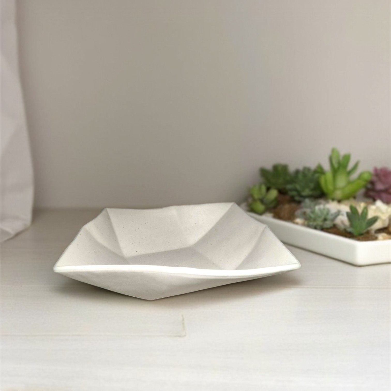 Minoyaki 8.5" Square Deep Bowl – White Glaze, , large