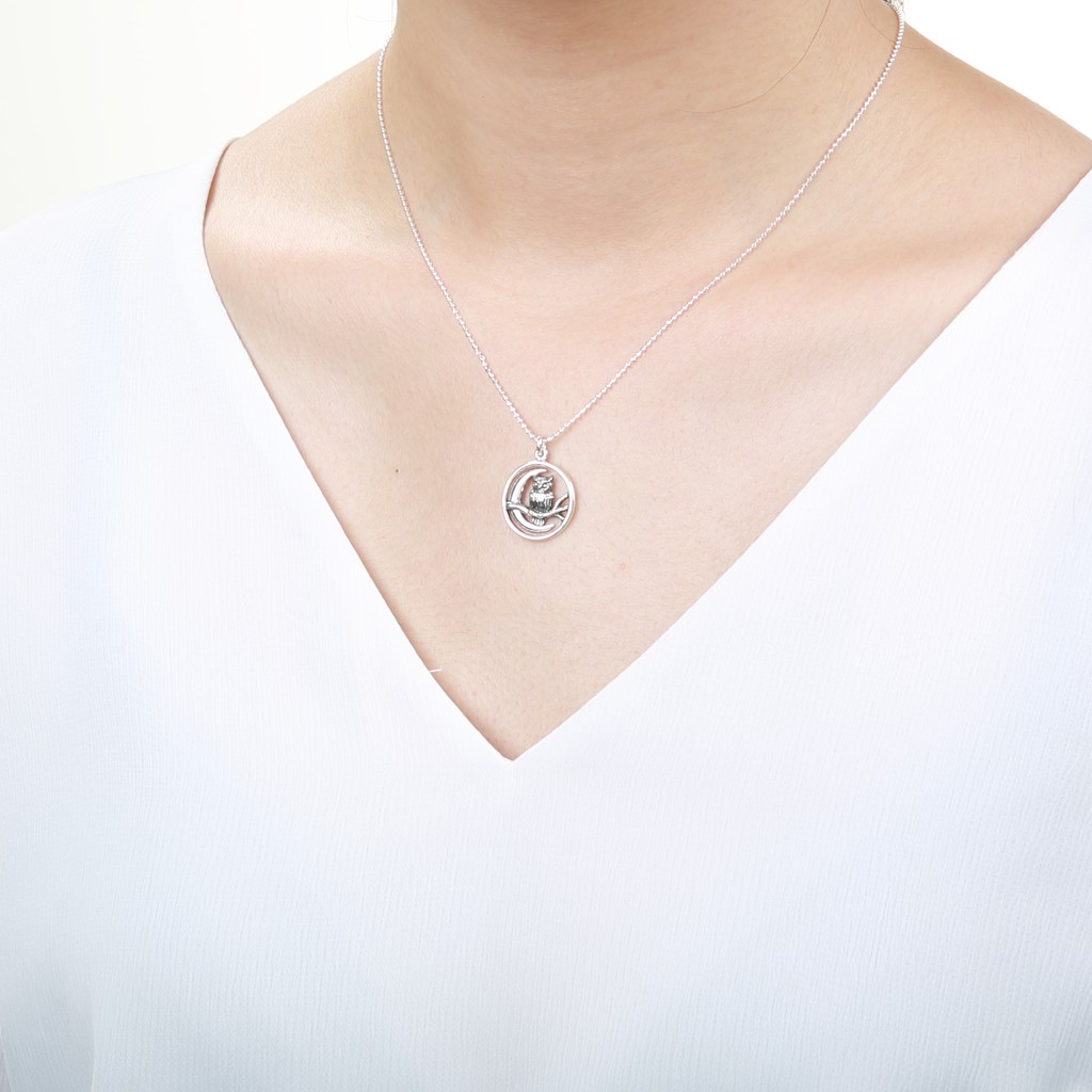 【Angel & Me】Moon Owl s925 sterling silver necklace Valentine Day Birthday gift, , large