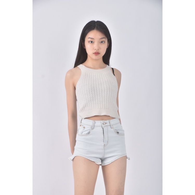 (S) jeans高腰丹寧牛仔質感藍色短褲二手衣, , large