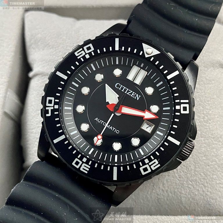 [星晴錶業]CITIZEN手錶,44mm,CI00013黑色錶面黑錶殼深黑色矽膠錶帶款, , large