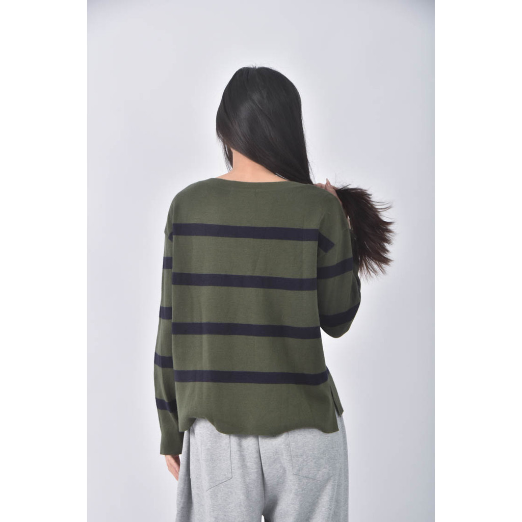 (XL) untitled條紋綠色長袖上衣二手衣, , large