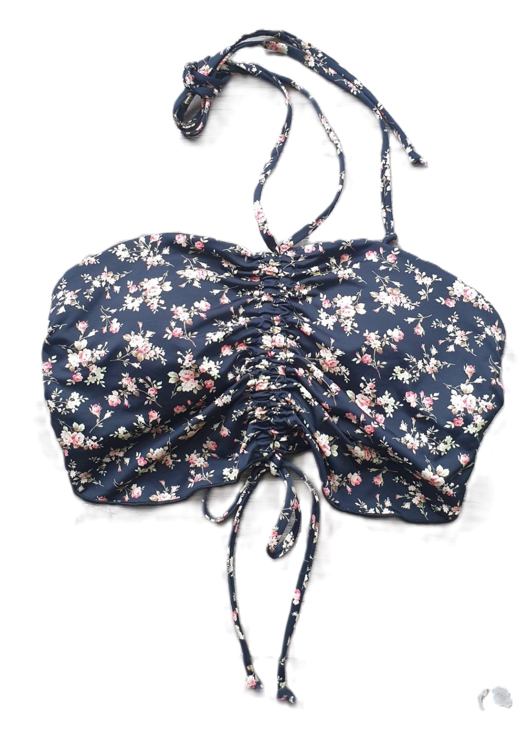 QXHEE.T. 台灣製．前中抽皺蝴蝶造型綁帶後釦泳裝QX-H426a 琥珀棕L, , large