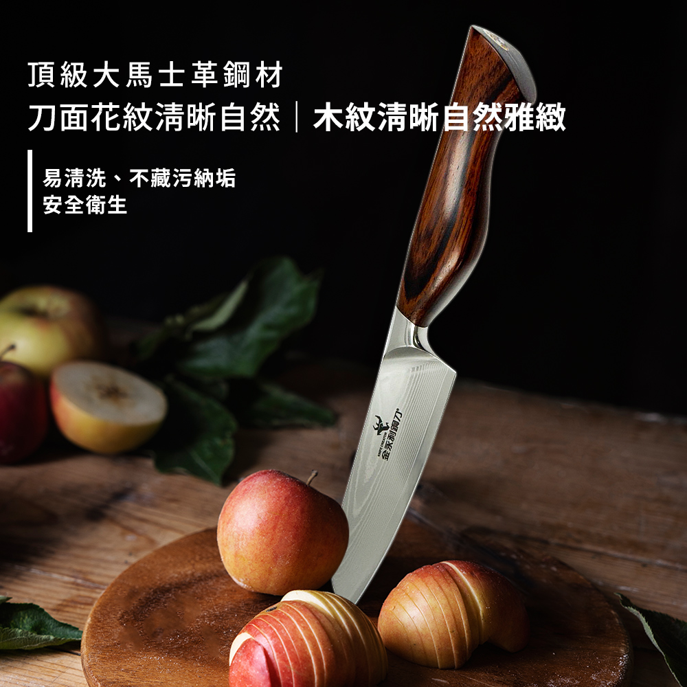 【金永利鋼刀】NK13a龍紋大馬士革鋼 水果刀12cm (送鋅合金刨刀), , large