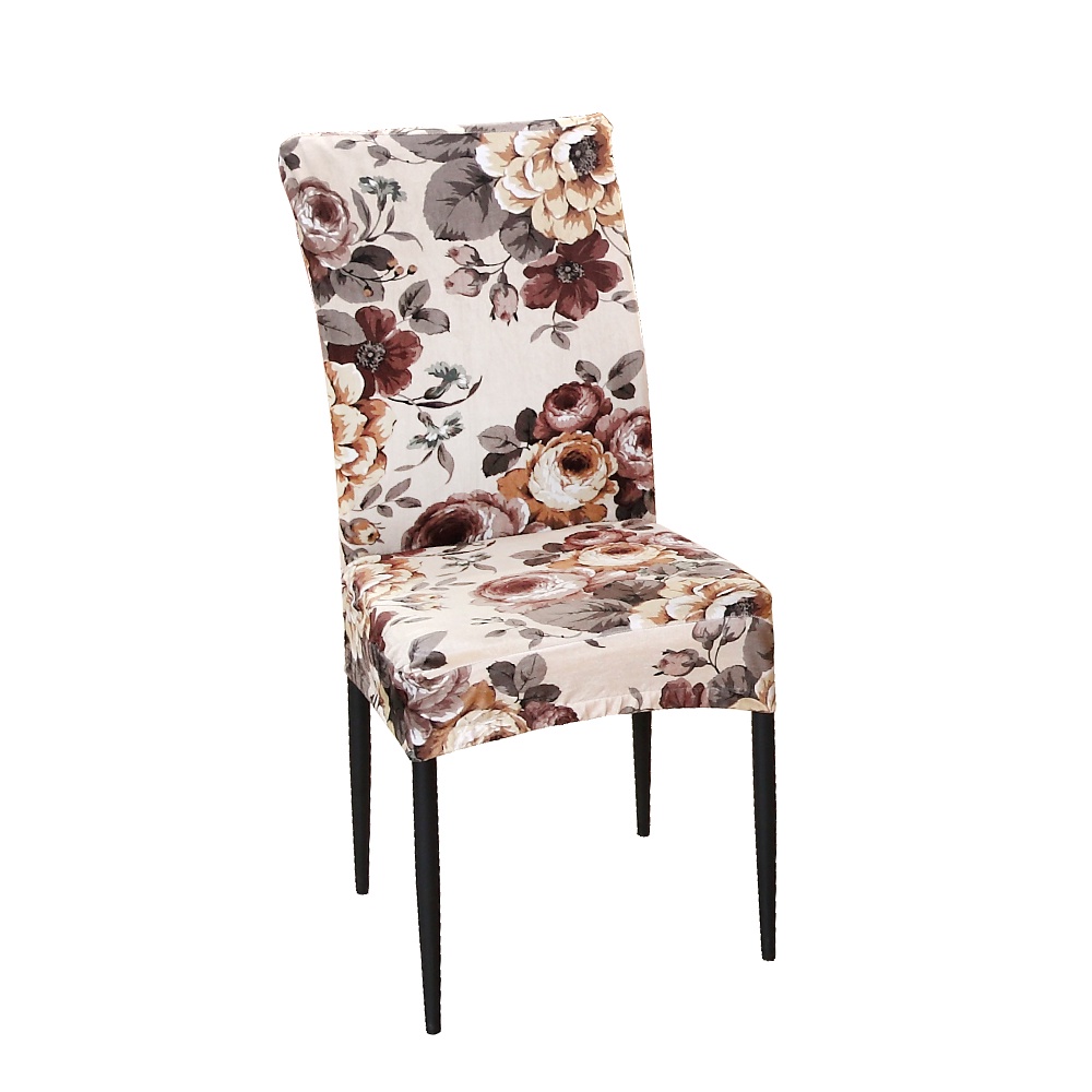 【格藍傢飾】滿堂花彩椅套/椅罩-紅/咖 高質感 超彈力 餐椅套 椅子套 椅子保護套 彈力椅套 餐廳椅套, , large