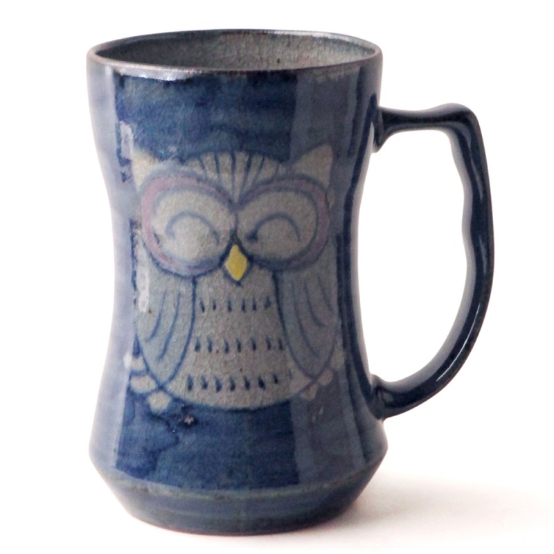 [豐名日本餐具] 5.0"馬克杯 貓頭鷹 藍刷 手繪 有田燒 / C05MG0-30, , large