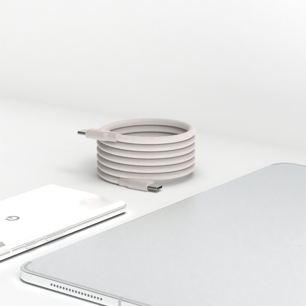 [萬摩科技]Allite Easy Cable 磁吸收納編織快充線（USB-C to USB-C）淺灰褐, , large
