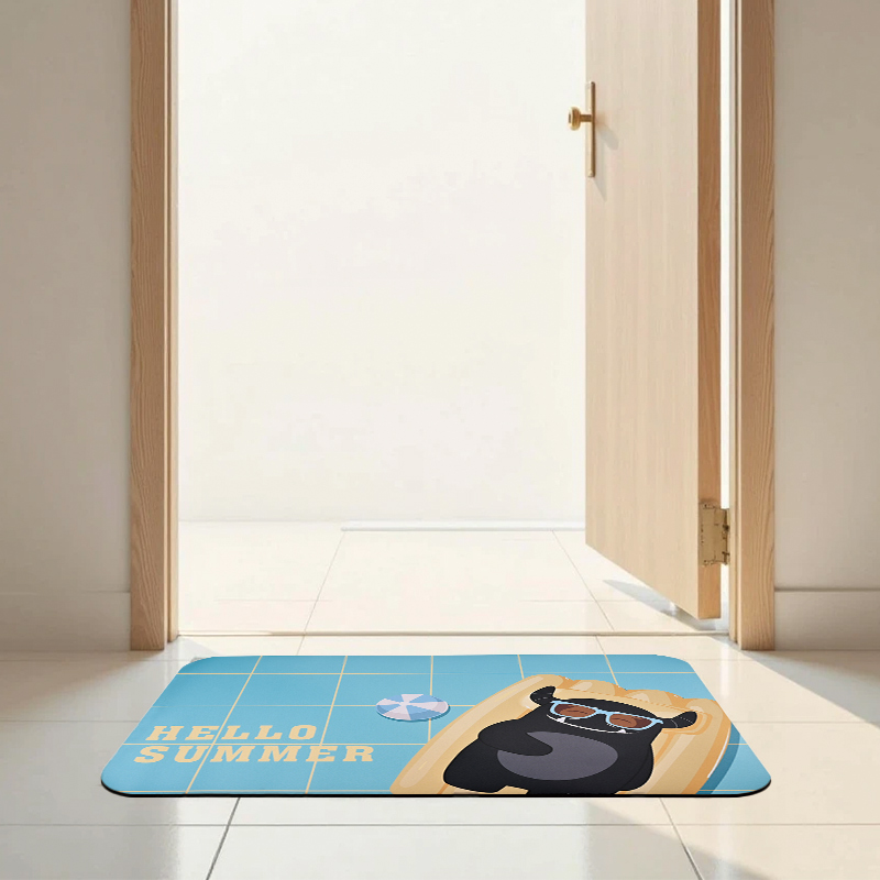 【Monster】 Soft Diatomaceous Earth Printed Mat (58x38cm) – Summer Time, , large