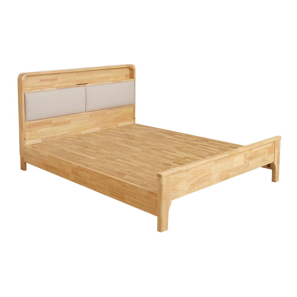 【Homelike】喜家居雙人加大6尺LED觸控燈實木床架組(附床板)(2336), , large