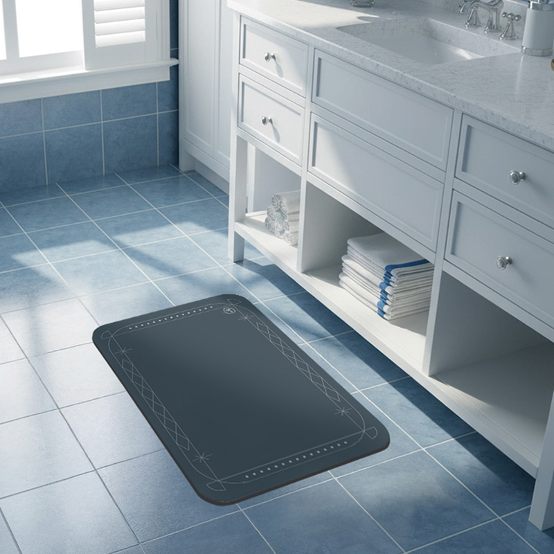 【Monster】 Soft Diatomaceous Earth Absorbent Mat – Border Series (60x40cm) – Blue Border, , large