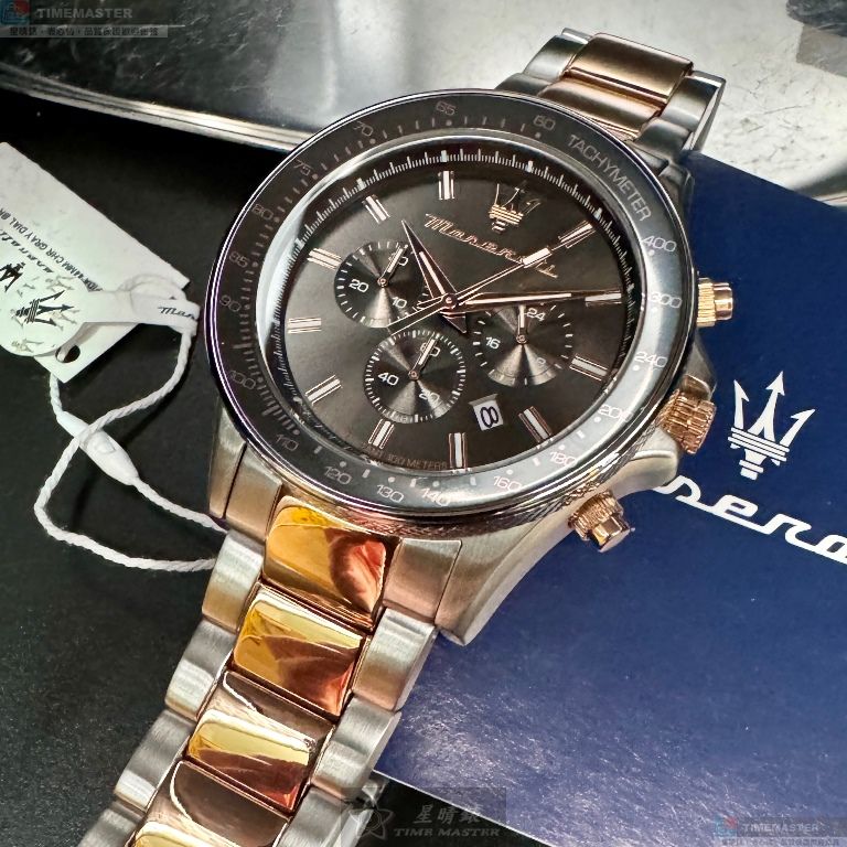 [星晴錶業]MASERATI手錶,44mm,R8873640021古銅色錶面古銅色錶殼金銀相間精鋼錶帶款, , large