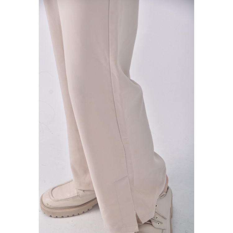 (S) 高腰寬版杏色長褲二手衣, , large